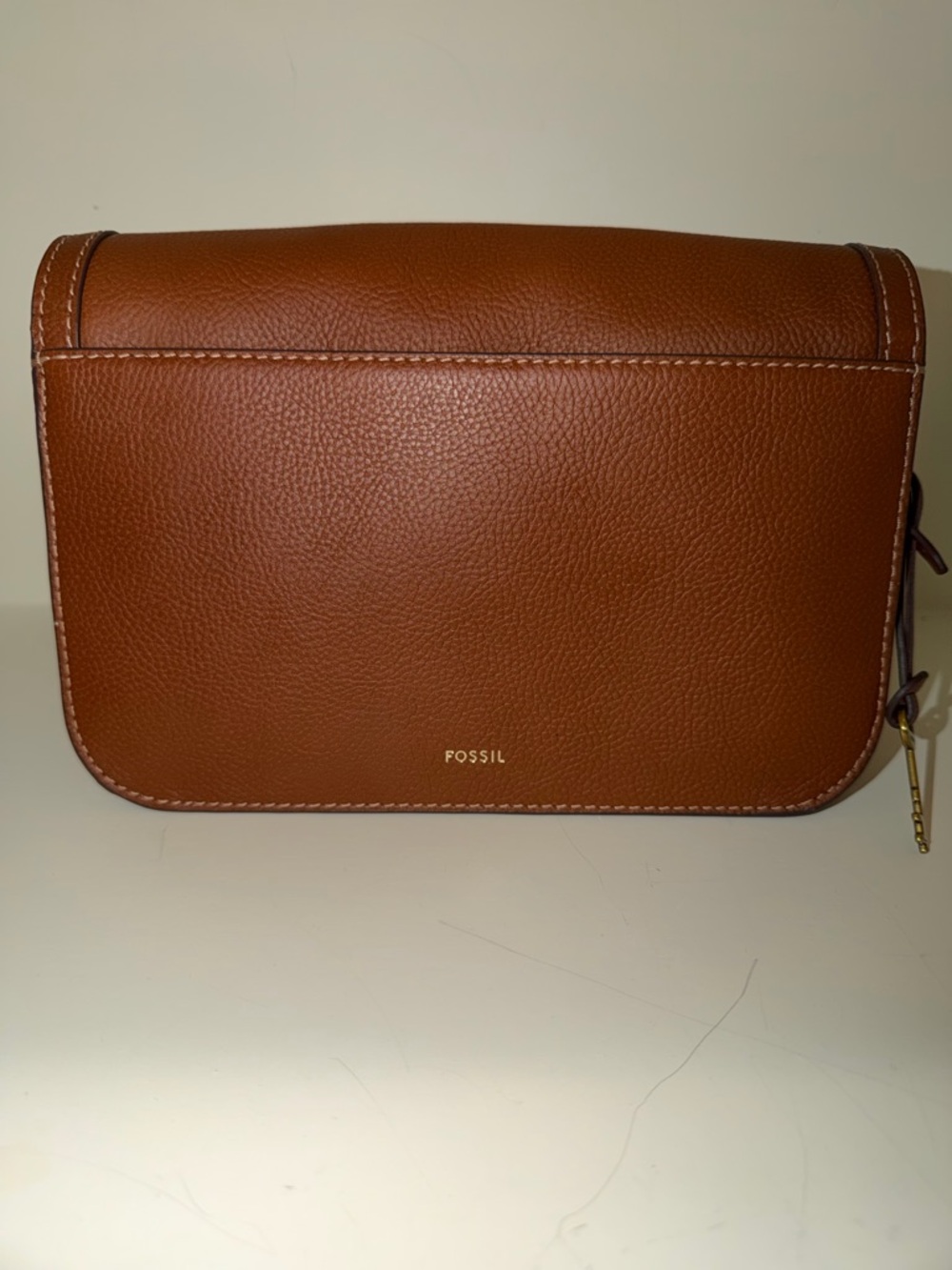 Fossil Pebbled Leather Crossbody in Cognac Brown - Picture 4 of 8
